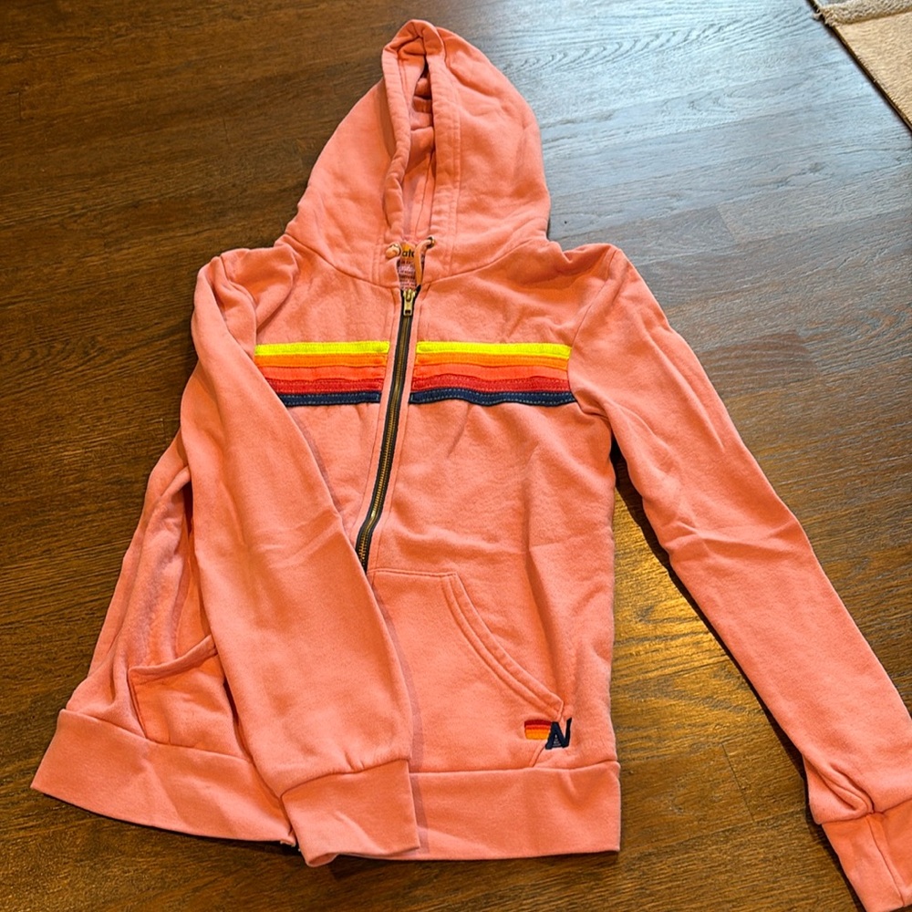 Aviator nation 5 stripe hoodie with zip
